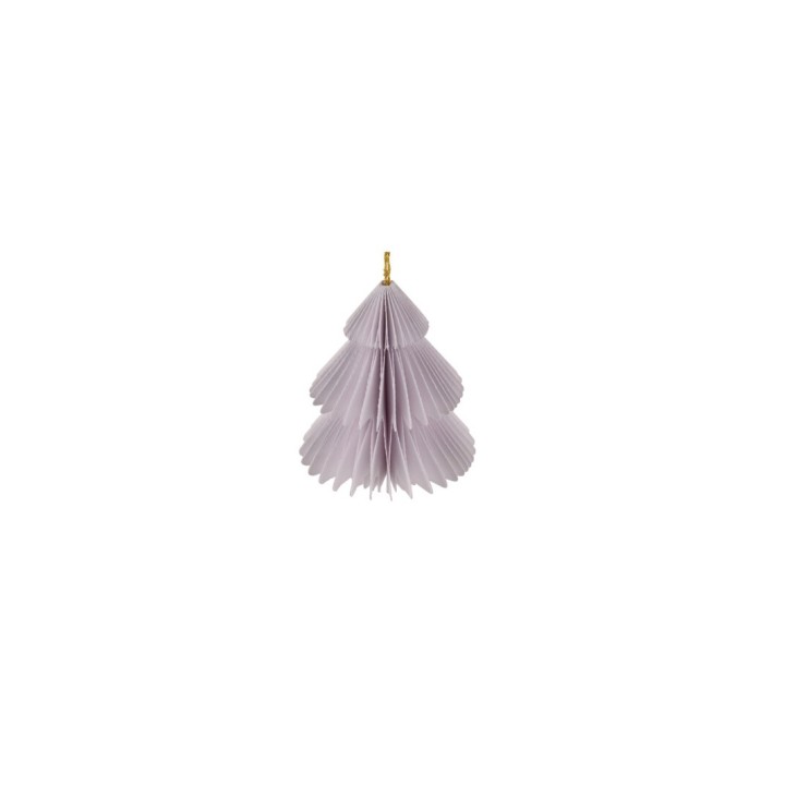 Décoration en papier en forme de sapin, avec des plis délicats et une teinte douce.