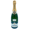 Bouteille de champagne élégante, étiquette bleue et dorée, verre transparent et brillant. Bouteille de champagne élégante, étiquette bleue et dorée, verre transparent et brillant.