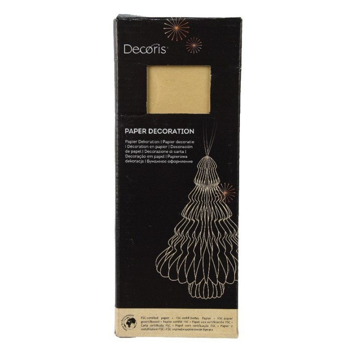 Boîte noire élégante avec une décoration en papier en forme d'arbre, minimaliste et moderne.