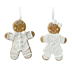 Biscuits en pain d'épices décorés de glaçage blanc, représentant des bonhommes souriants.