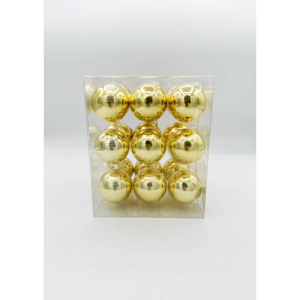 18 Boules dorées en verre 4cm | SAPINS.FR