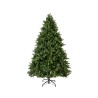 Sapin de Noël artificiel, vert éclatant, en forme de cône, avec support noir.