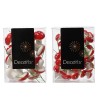 Champignons décoratifs rouges et blancs en boîte transparente, parfaits pour embellir.