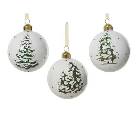 3 Boules en verre blanche et forêt | SAPINS.FR 3 Boules en verre blanche et forêt | SAPINS.FR