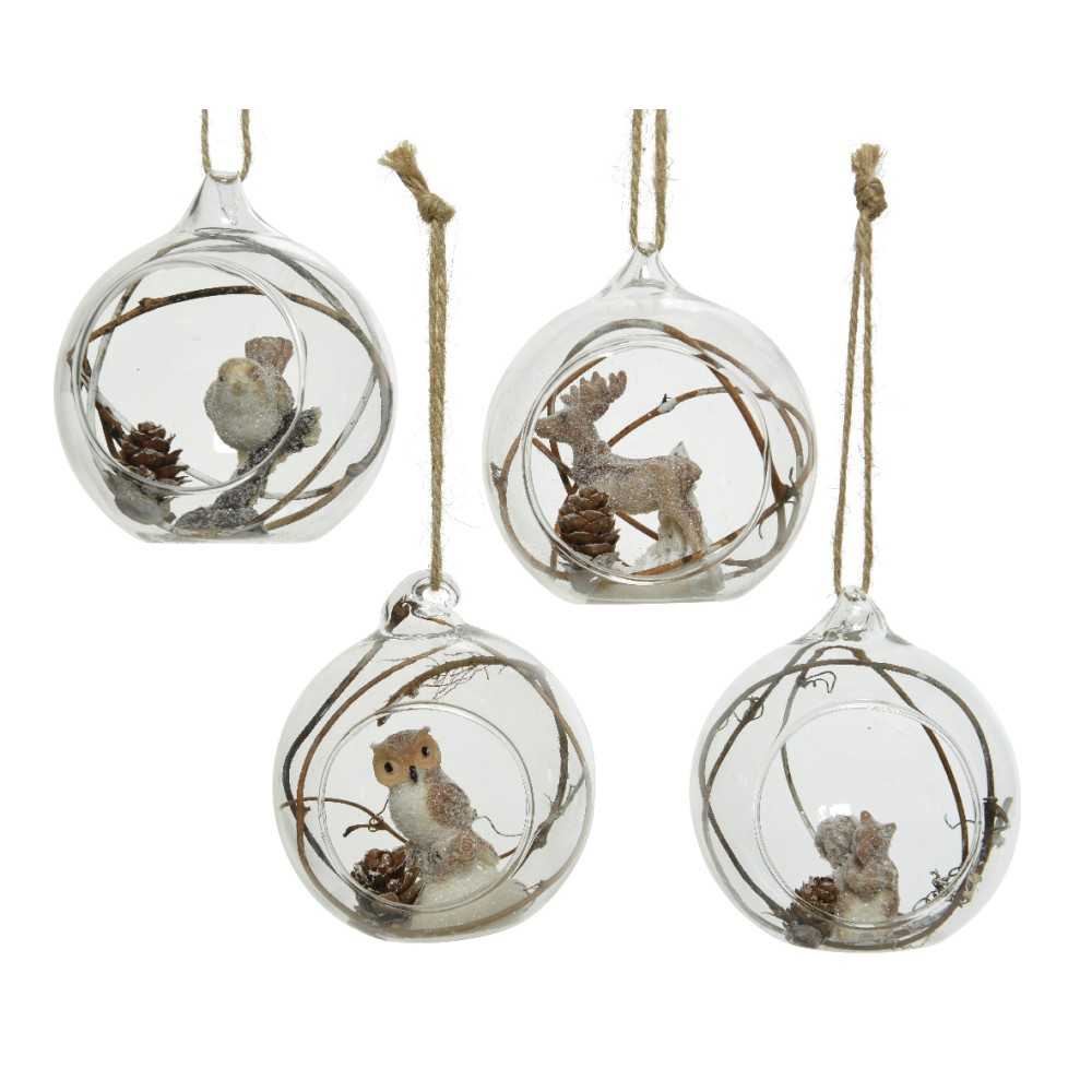 Boule verre transparente animal | SAPINS.FR