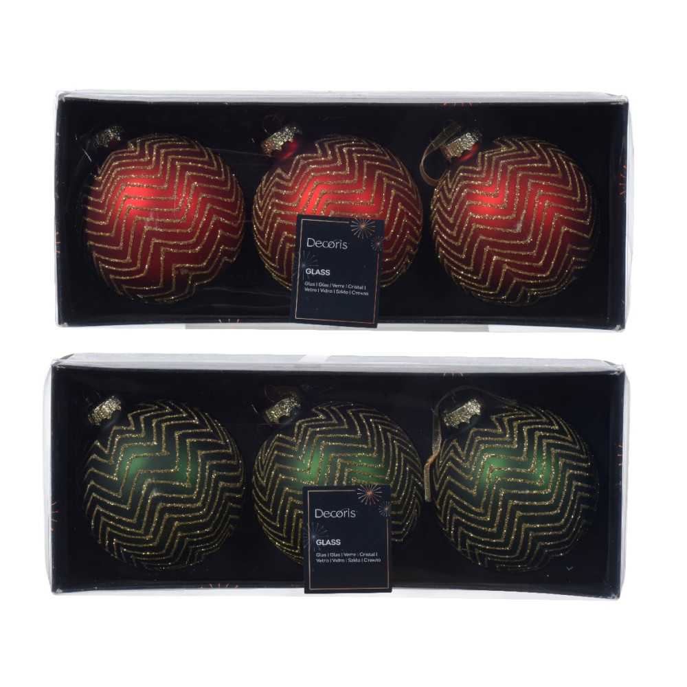 Boule verre a rayures | SAPINS.FR