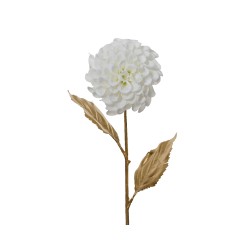 Fleur blanche délicate sur une tige dorée avec des feuilles stylisées.