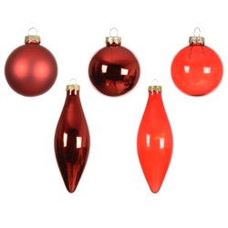 Assortiment de 10 boules rouge | SAPINS.FR