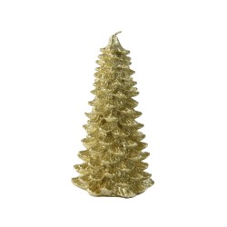 Arbre de Noël doré brillant, en relief, évoquant la fête et l'élégance.