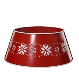 Bol rouge festif avec motifs de flocons de neige découpés. Élégance saisonnière.