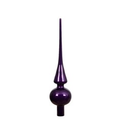 Objet décoratif violet, avec une base ronde et une pointe élancée, brillant et élégant.