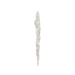 Suspension en verre irisé, longue et élégante, évoquant une goutte glacée.