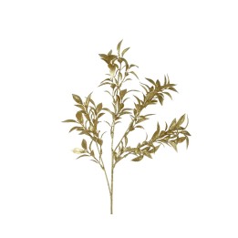 Branche délicate aux feuilles dorées, sur fond blanc, évoquant élégance et nature.