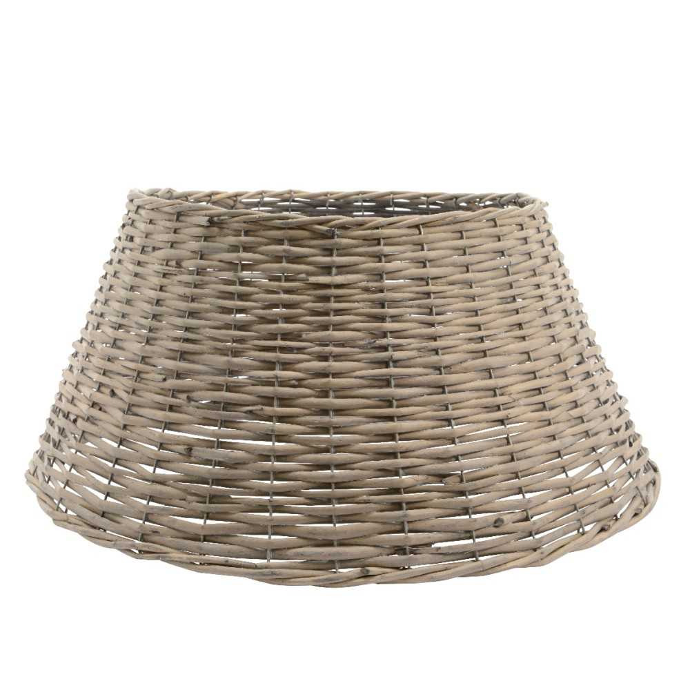 Panier tressé, forme conique, couleur beige, texture naturelle, style artisanal.