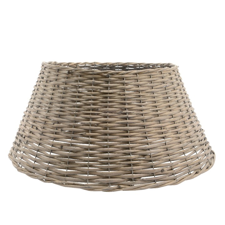 Panier tressé, forme conique, couleur beige, texture naturelle, style artisanal.