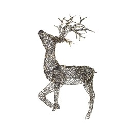 Cerf stylisé en fil métallique, couronné de branches, élégant et artistique.