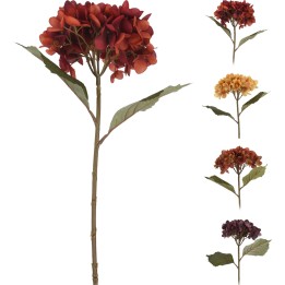 Fleurs artificielles aux teintes chaudes, tiges fines et feuilles délicates.