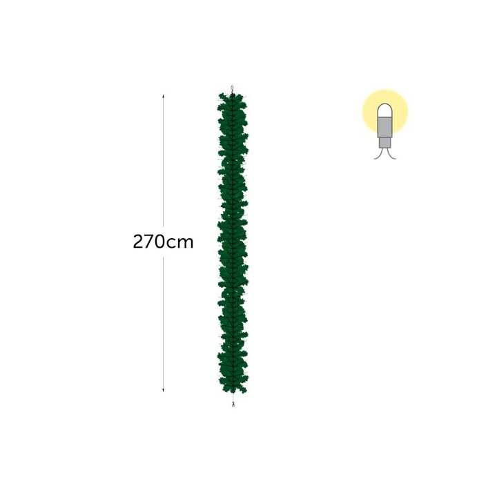 Guirlande verte en forme de feuillage, mesurant 270 cm, idéale pour décorer.