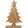 Arbre de Noël en bois naturel, silhouette stylisée avec étoile, corde décorative.