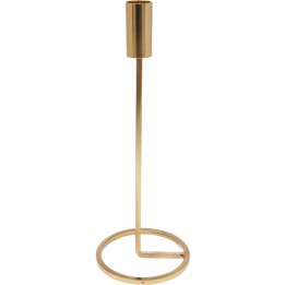 Support de bougie en métal doré, au design minimaliste et élégant.
