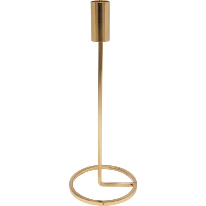 Support de bougie en métal doré, au design minimaliste et élégant.