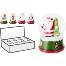 Boules à neige festives avec Père Noël, animaux, sapin, dans un élégant coffret.