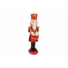 Figurine de soldat en bois, rouge et doré, tenant un tambour, festive et traditionnelle. Figurine de soldat en bois, rouge et doré, tenant un tambour, festive et traditionnelle.