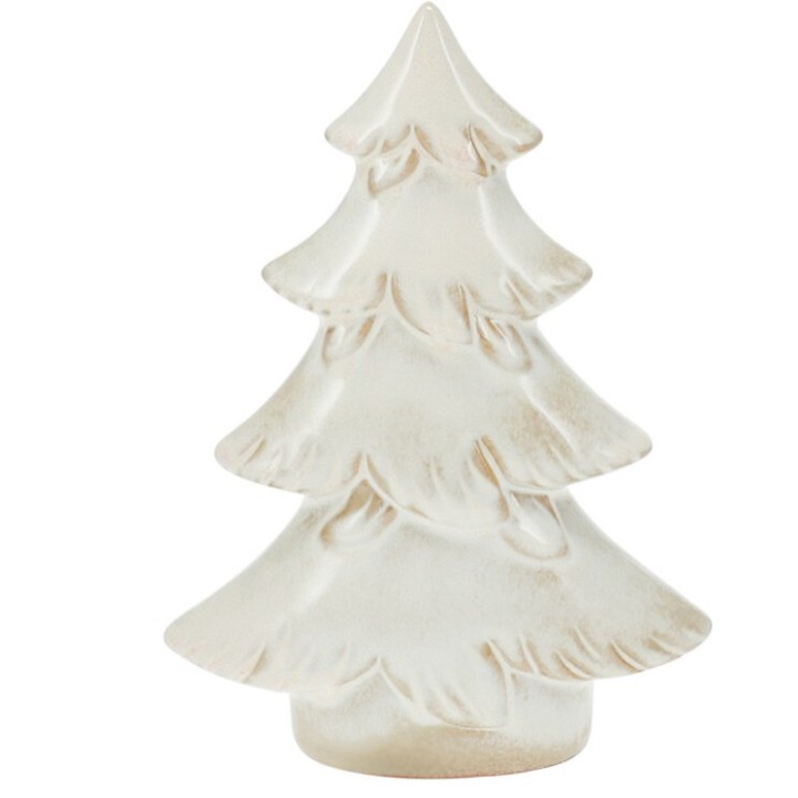 Arbre de Noël en céramique blanche, aux formes douces et aux branches stylisées.