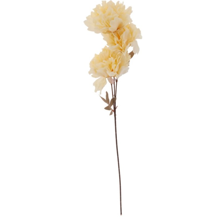 Fleur en fausse soie, pétales beige clair, tige fine, élégance douce et délicate.