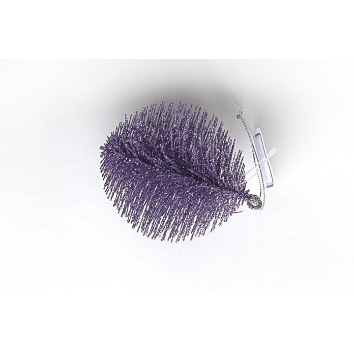 Feuille scintillante violette en fil métallique, élégante et stylisée.