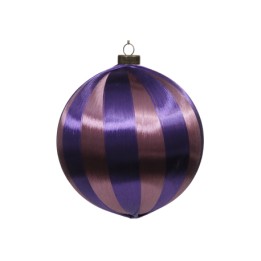 Ornement sphérique aux rayures violettes et cuivre, brillant et élégant.