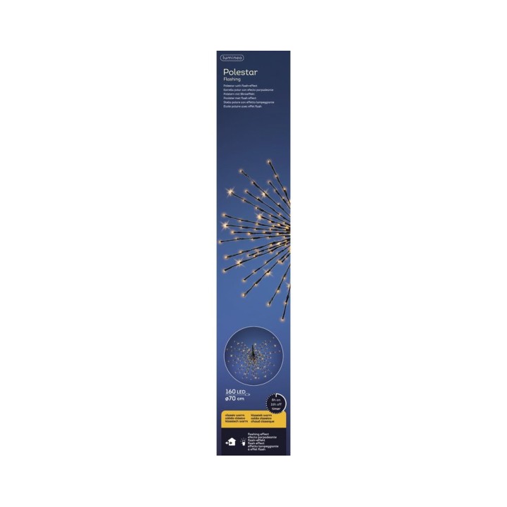 Étoiles lumineuses scintillantes sur fond bleu, créant une ambiance festive et chaleureuse.