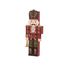 Bonhomme en bois coloré, avec des cases numérotées pour un calendrier de l'Avent.