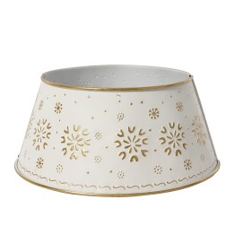 Bol en céramique blanche décoré de motifs dorés en forme de flocons de neige.