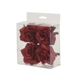 Roses rouges scintillantes dans une boîte transparente, élégance et charme réunis.