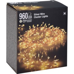 Guirlande lumineuse LED en fil argenté, 960 ampoules, chaleureuses et scintillantes.