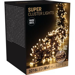 Boîte noire élégante contenant des lumières LED blanches chaudes, 8 mètres, style festif.