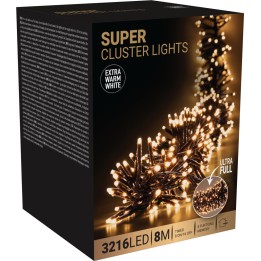 Boîte noire contenant des guirlandes lumineuses LED blanches chaudes, 8 mètres.
