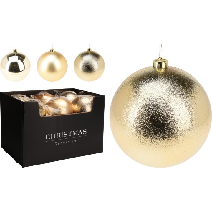 Boules de Noël dorées brillantes, en boîte noire élégante, festive et lumineuse.