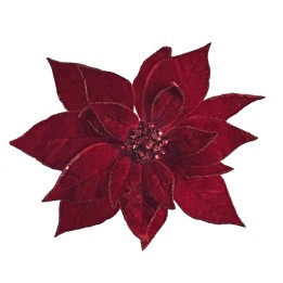 Poinsettia en velours rouge à clip