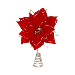 Cimier de sapin poinsettia rouge et or
