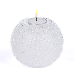 Photophore boule en verre pailletée