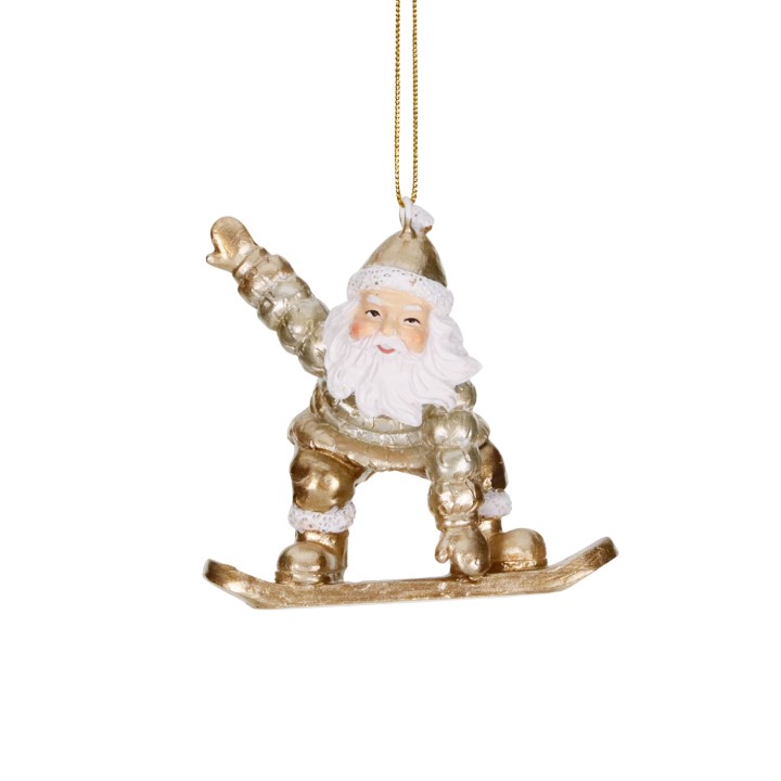 Père Noël sur snowboard