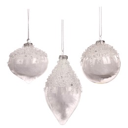 Suspension en verre aux plumes blanches