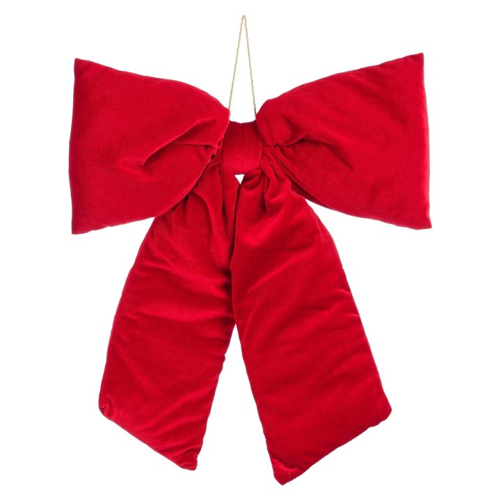 Nœud de Noël en velours rouge 50 cm