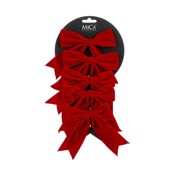 6 Nœuds de Noël en velours rouge 12 cm