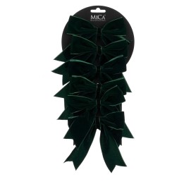 6 Nœuds de Noël en velours vert 12 cm